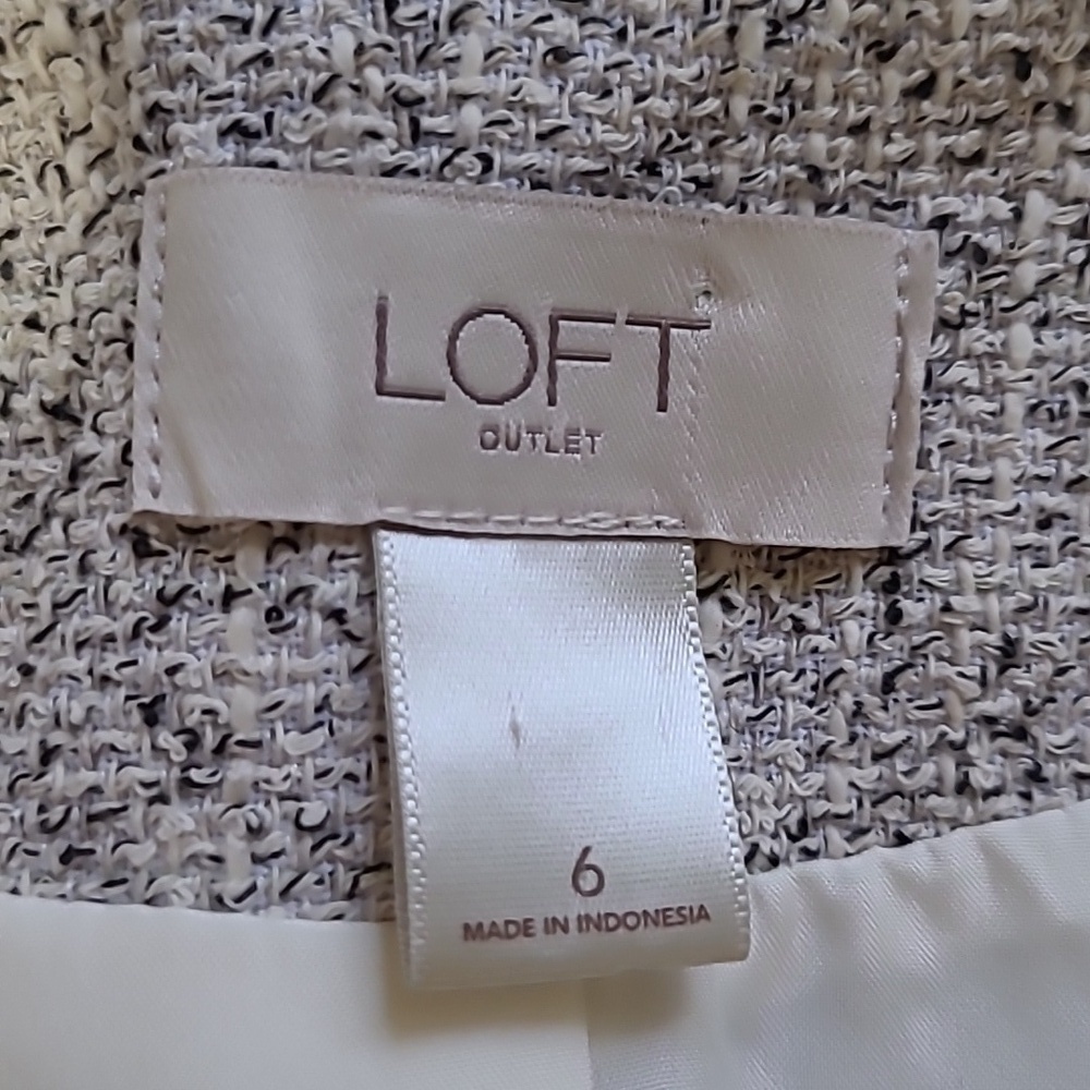 Loft Outlet White and Gray Tweed Jacket - Size 6 - Picture 6 of 7
